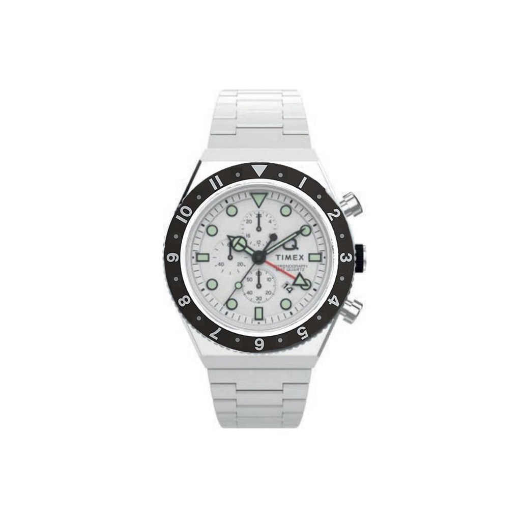 Q Timex GMT Chronograph 40mm Stainless Steel Bracelet White TW2V69900 Shopee Singapore