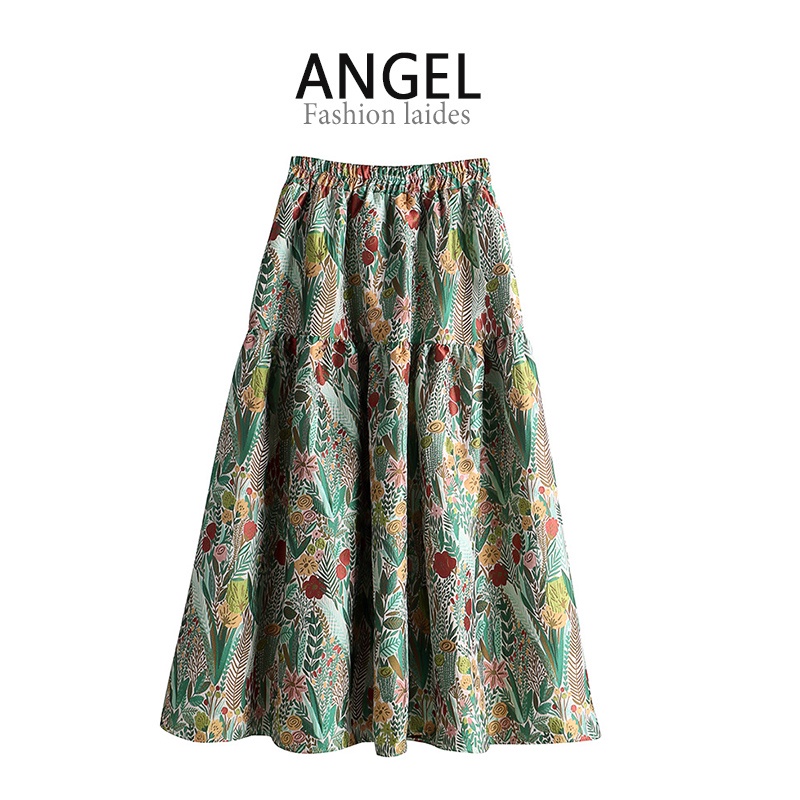 Anraca Floral Texture High-waisted Stretch Skirt main image 1