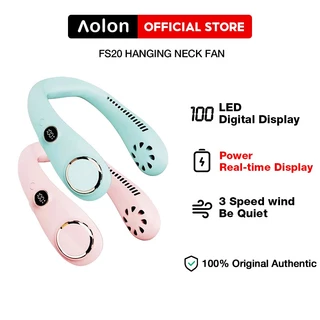 Aolon N20 6000mAh Bladeless Quiet Hanging Neck Fan USB Portable Digital Display Mini USB Rechargeable Cooling Lazy Fan Outdoor Travel Fan