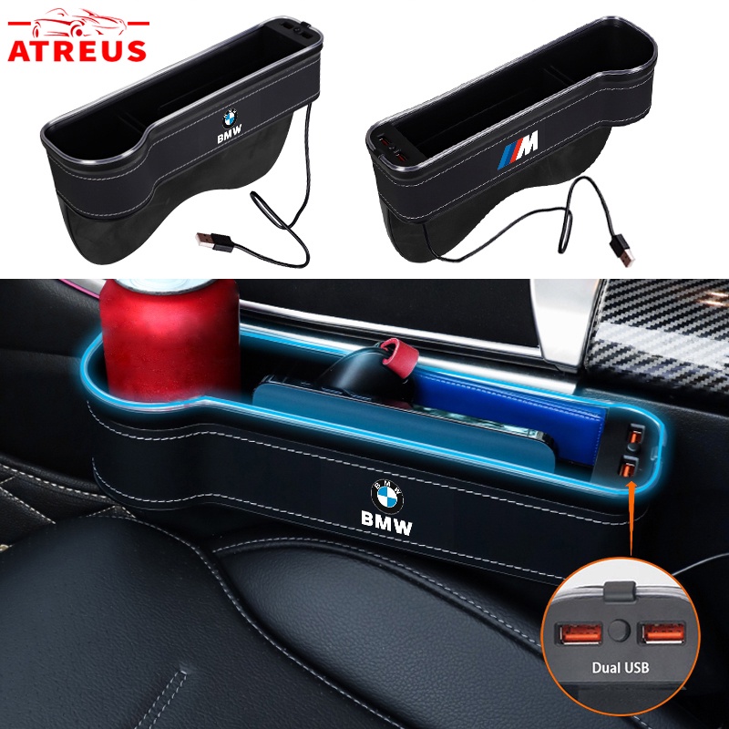 BMW Car Seat Slit Storage Box Chargeable With LED Ambient Light Wallet