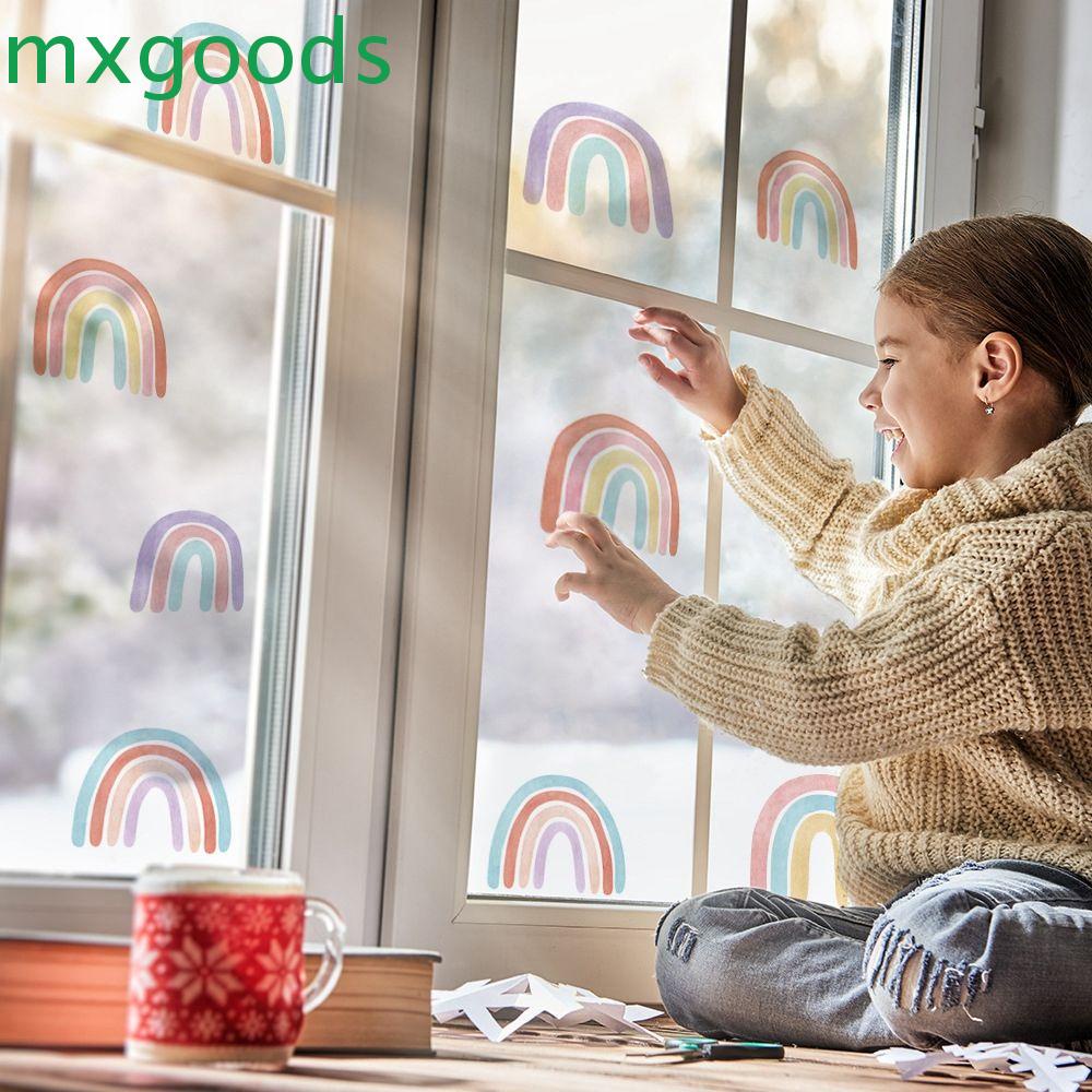 MXGOODS 36 Pcs Wall Decals Self Adhesive Nursery Room Decoration Rainbow Stickers Window Kids Room Colored Waterproof Removable Decorative Wall Sticker