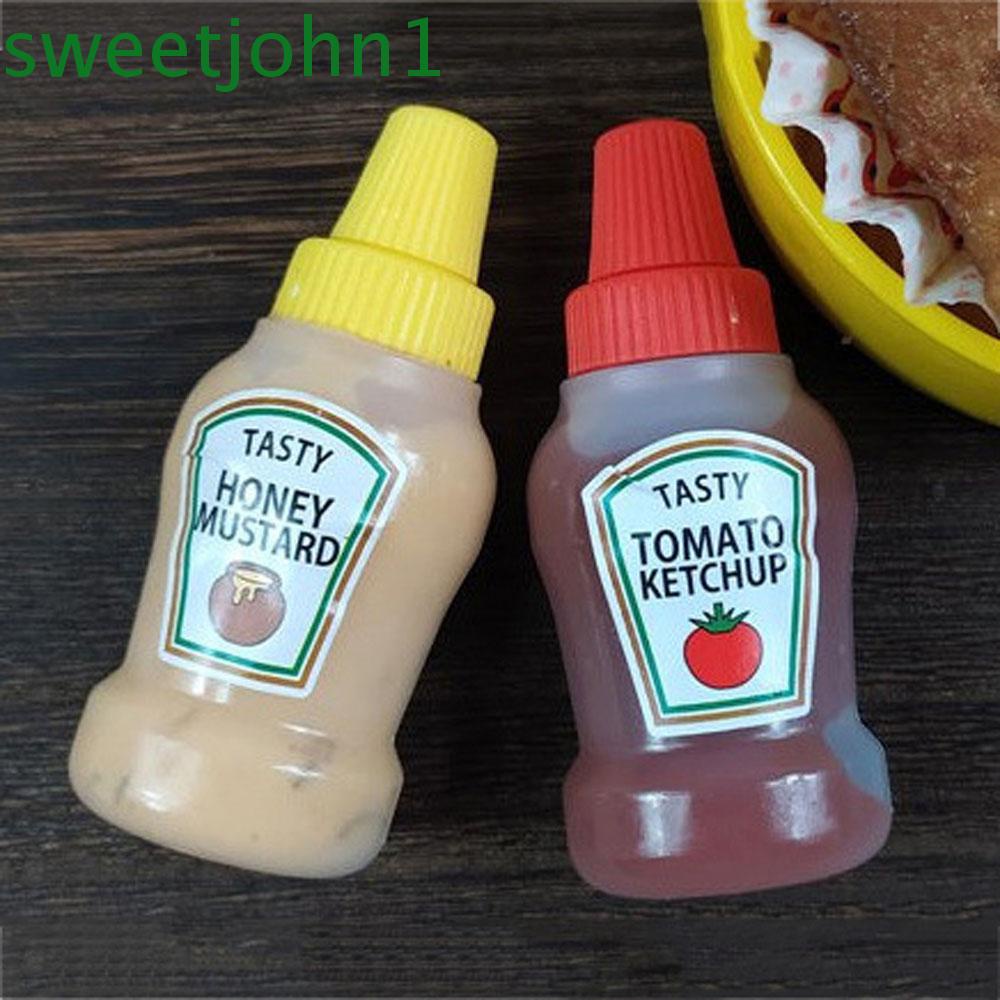 2pcs, Mini Ketchup Bottles, Condiment Squeeze Bottle,Plastic Portable Sauce  Containers Bottle For Lunch, Ketchup Bottle