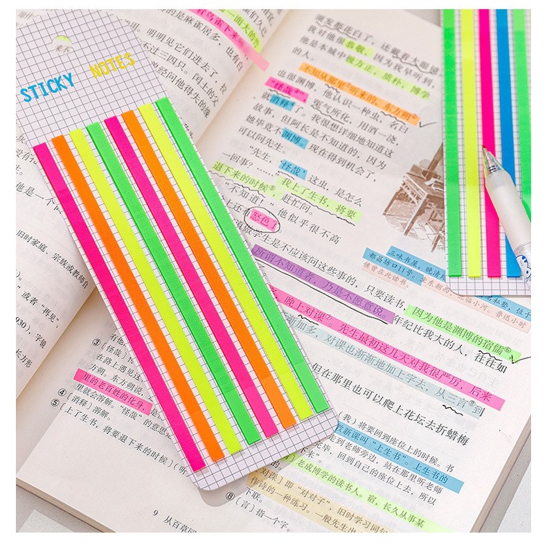 160 pcs Transparent Highlighter Tape Removable Sticky Tabs Morandi Neon ...