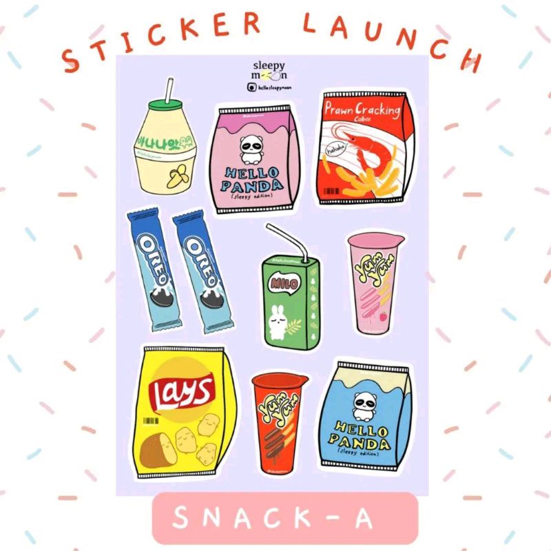 Snack-A Sticker Sheet | aesthetic cute kawaii bullet journal scrapbook ...