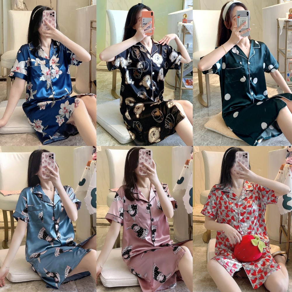 Women Sexy Silk Baju Tidur Sleepwear Satin Pyjamas Night Dress Pajamas Home Wear  Nightdress Clothing | Shopee Singapore