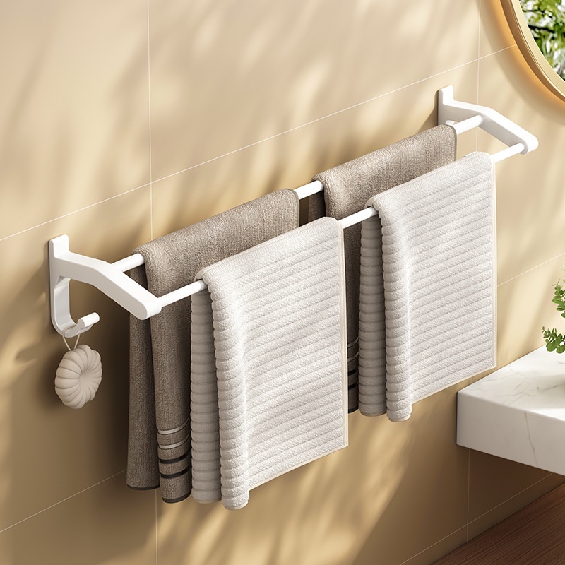 White Towel Rack, Perforated-Free Space Aluminum Toilet Bathroom ...