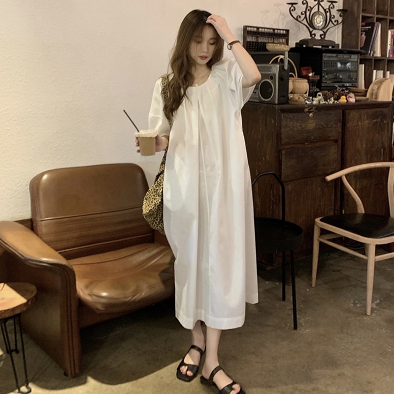SUXI Korean Style Vintage Maxi Dress Simple and Stylish Loose-fitting ...