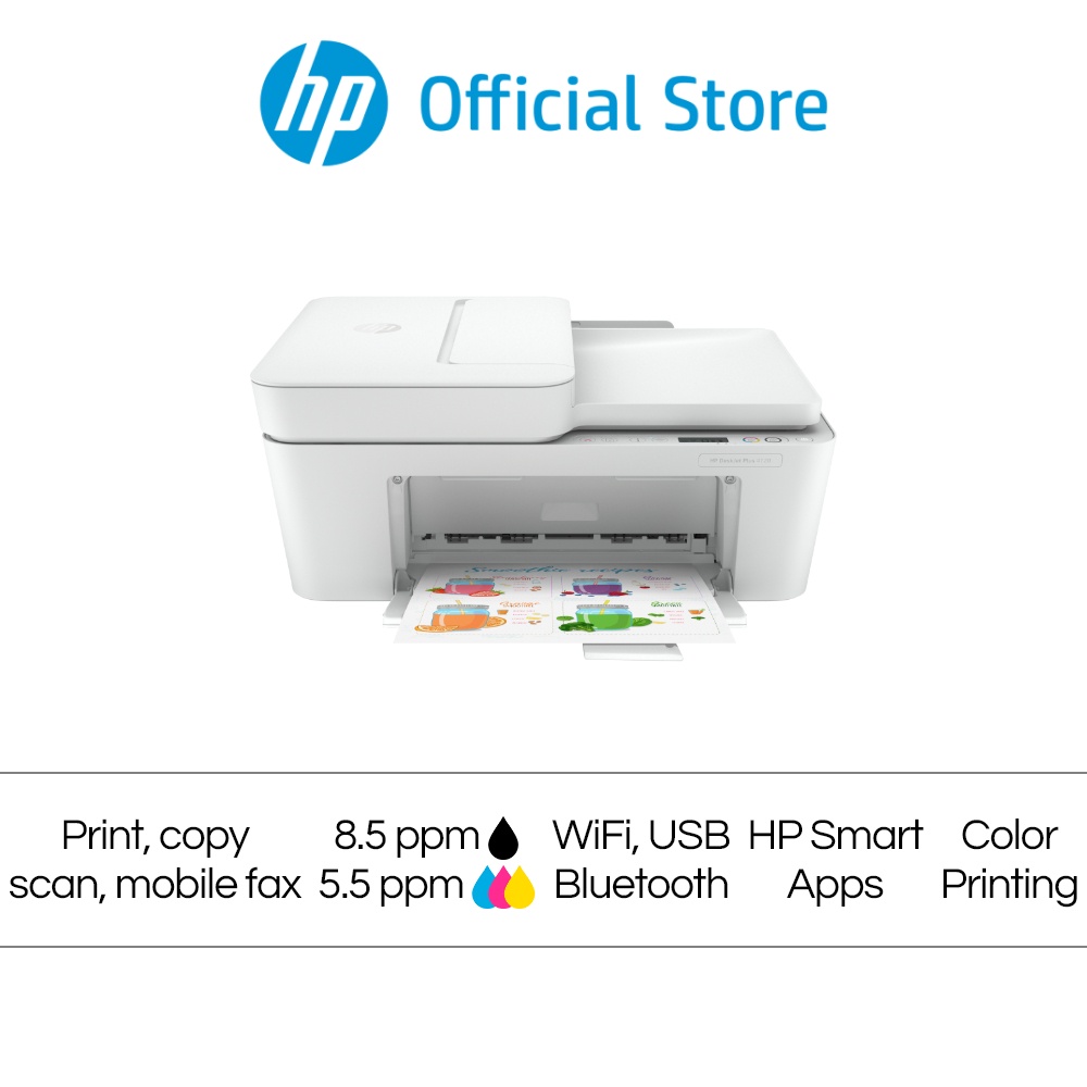 HP DeskJet Plus 4120e AllinOne Wireless Color Inkjet Printer / Print