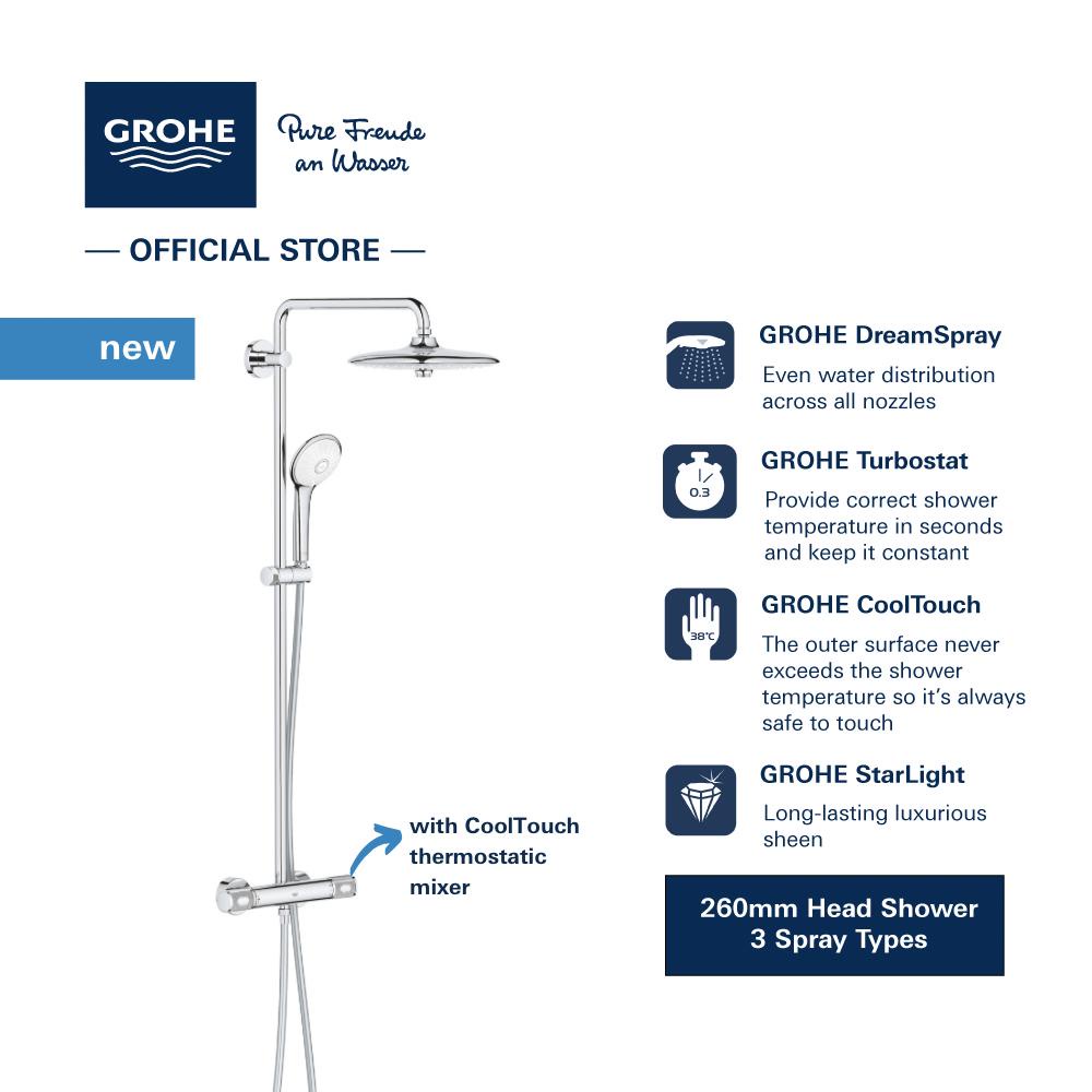 GROHE Euphoria 260 Shower System with Thermostatic Shower Mixer