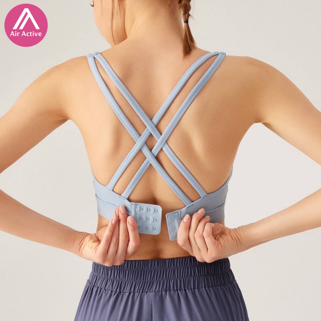 Air active Fashion Cross Back Yoga Bra Good Support Back Buckle Sports Bra Running Fitness
