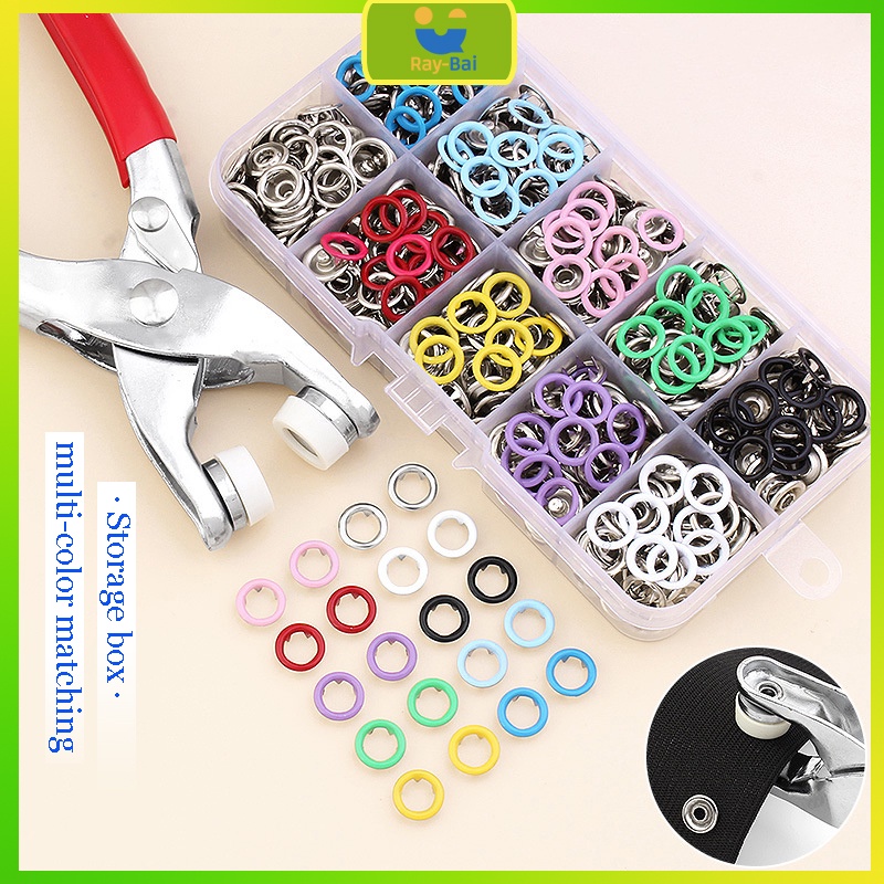 100 Sets 10 Colors Button Plier Tool Metal Snap Button Plier Set ...