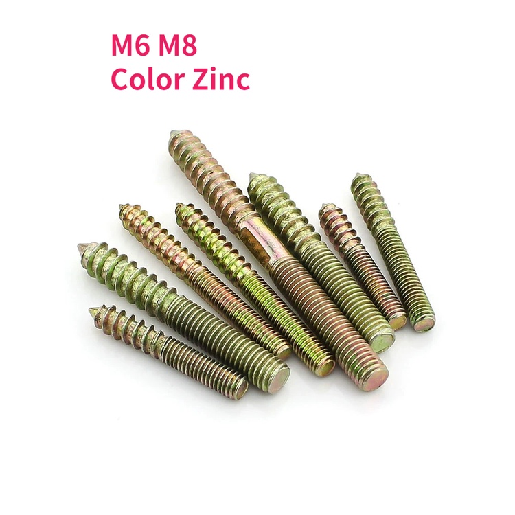 M6 M8 Color Zinc Hanger Bolt Double Headed Bolt SelfTapping Screw For