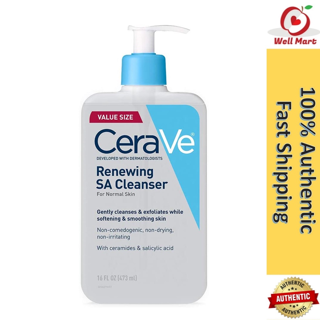 CeraVe SA Cleanser Salicylic Acid, Renewing Exfoliaqting Face Wash with