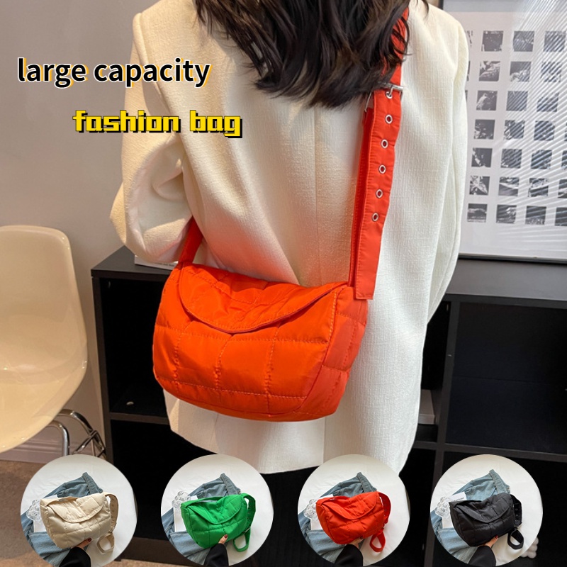 Fashion Nylon Cloth Women Bag Women Versatile Casual One-Shoulder Crossbody Bags Girls Autumn Winter Korean Version Large Capacity Canvas Bag Puffer