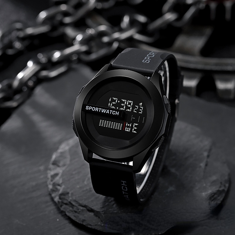 New Men s Black Technology Electronic Watch Multifunctional Student Luminous Sports Watches Shopee Singapore