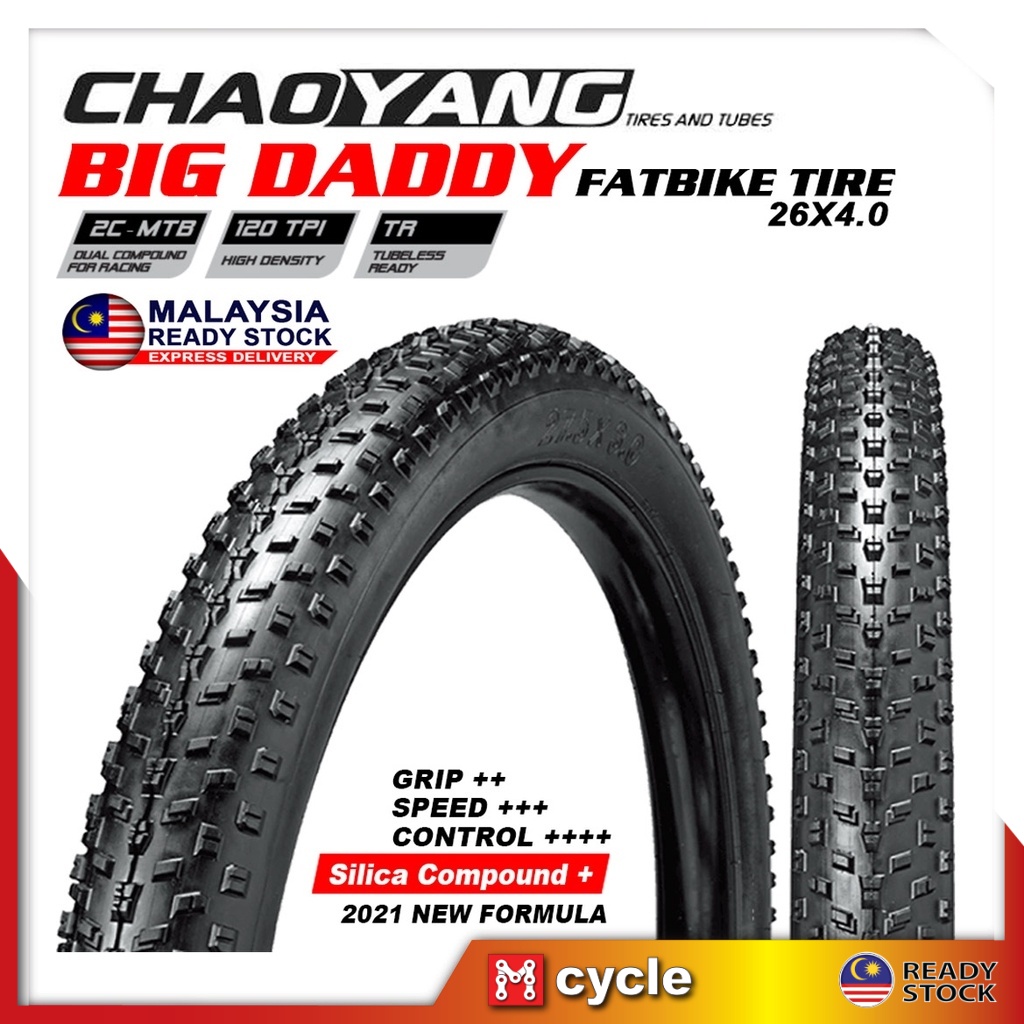 Chaoyang Fatbike Big Daddy 26 X 4.0 Tubeless Tire Chao Yang Folded Fat Bike MTB Race Tayar Lipat Shopee Singapore