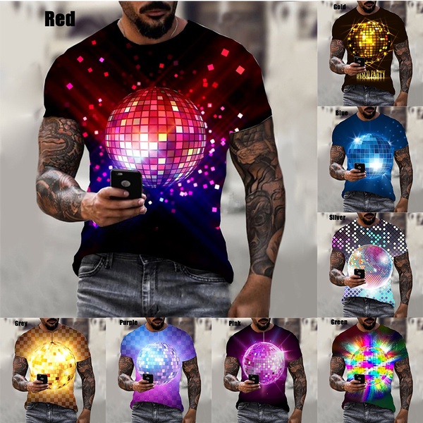 New Summer Hot Sale 3D Disco Lighting Men's/women's Fashion Slim T Shirt 3D Printing Short-sleeved Casual Round Neck Top Men's Clothing Plus Size Xs~5xl Oversize