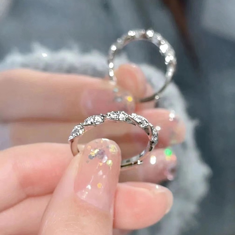 3 Color Silver Gold Rose Gold Titanium Steel Women Fashion Jewelry Diamond Crystal Wedding Engagement Rings