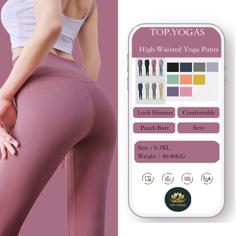 TOP.YOGAS High Waist Cross Sports Trousers Peach Yoga Pants Hip