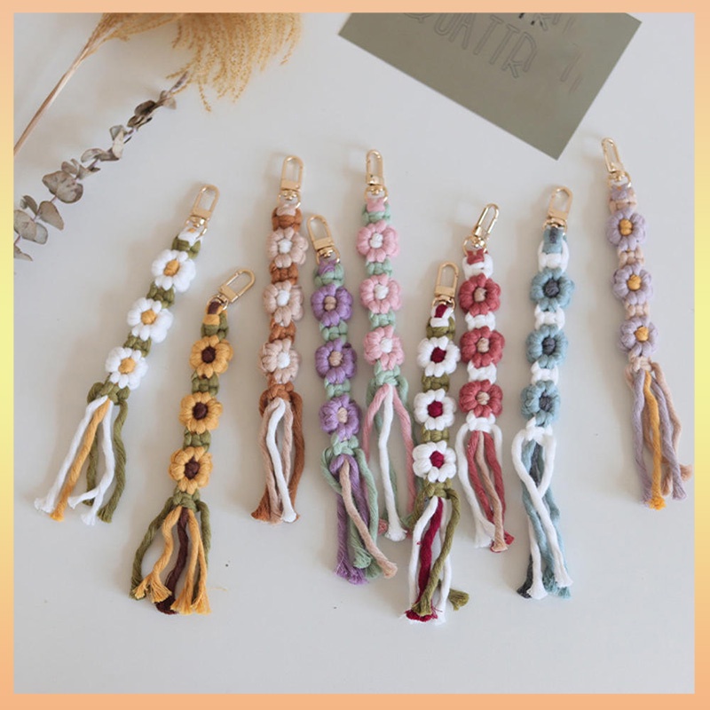 Hand-woven Cotton Rope Keychain Hanging Accessories Pendant Flower ...