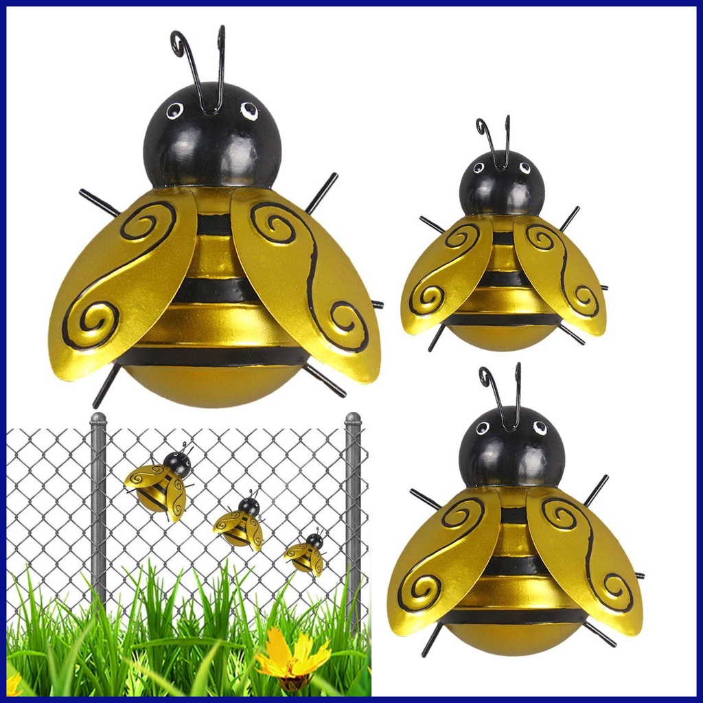 Iron Bee Decor 3 Pack Metal Bee Wall Decoration Metal Bumble Bee Wall ...
