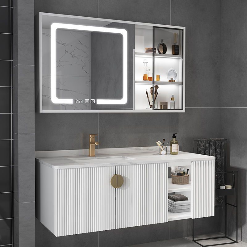 Zcm Bathroom Marble Bathroom Cabinet Solid Wood Stone Plate Bathroom ...