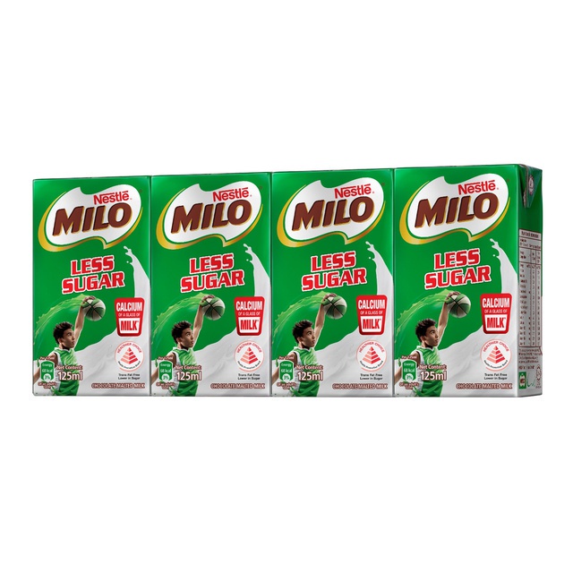 [Carton] MILO UHT Less Sugar Chocolate Malt Packet Drink (4 x 125ml ...