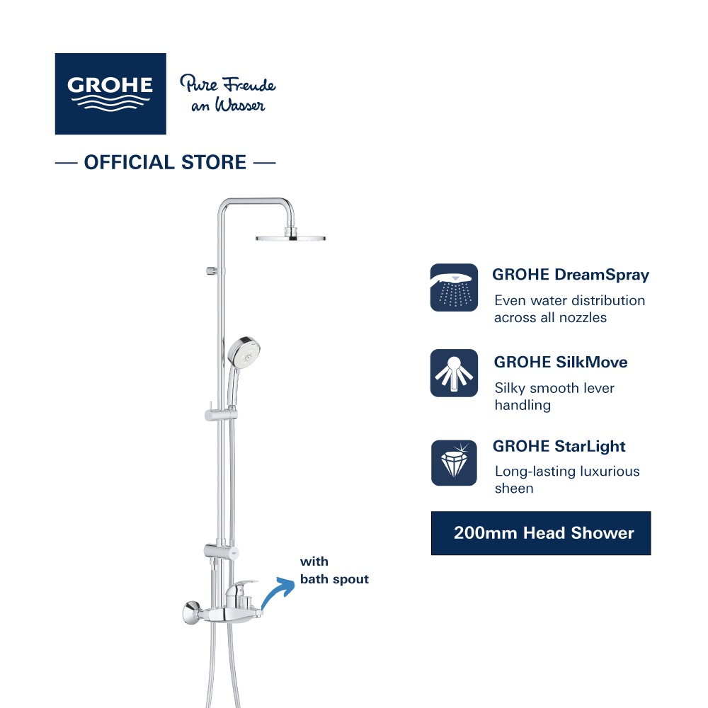 GROHE New Tempesta Cosmopolitan 200 Shower System with Single Lever
