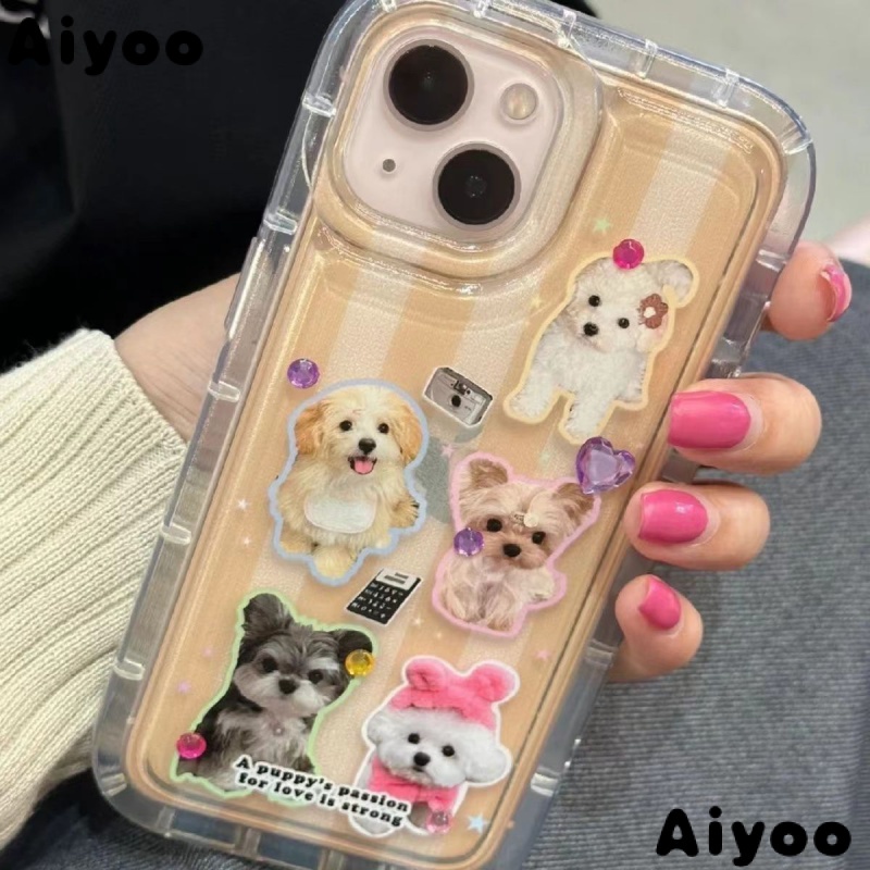 ✅Cute striped dog Apple 14/13promax phone case 12/11pro transparent xr/xs soft 7/8plusins style apple phone case iPhone protective case new fashion brand TPWF