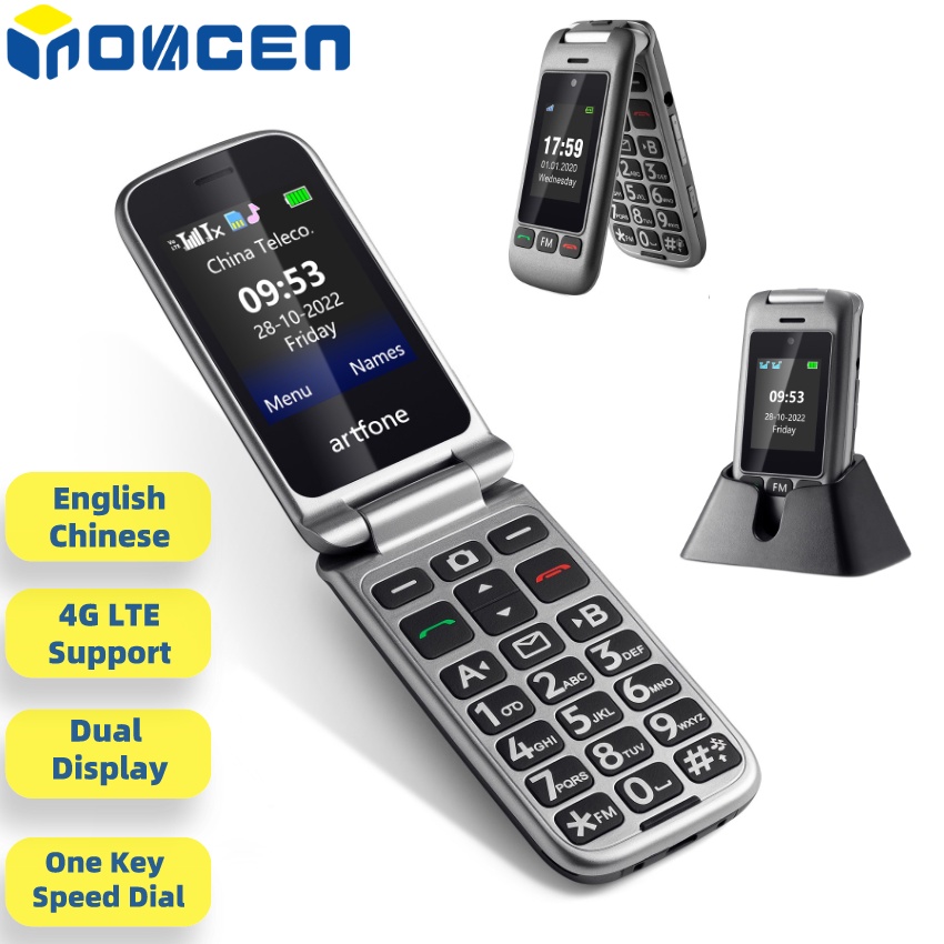 Inovagen 4g Lte Senior Flip Phone With Charging Dock,speed Dial Sos Key 