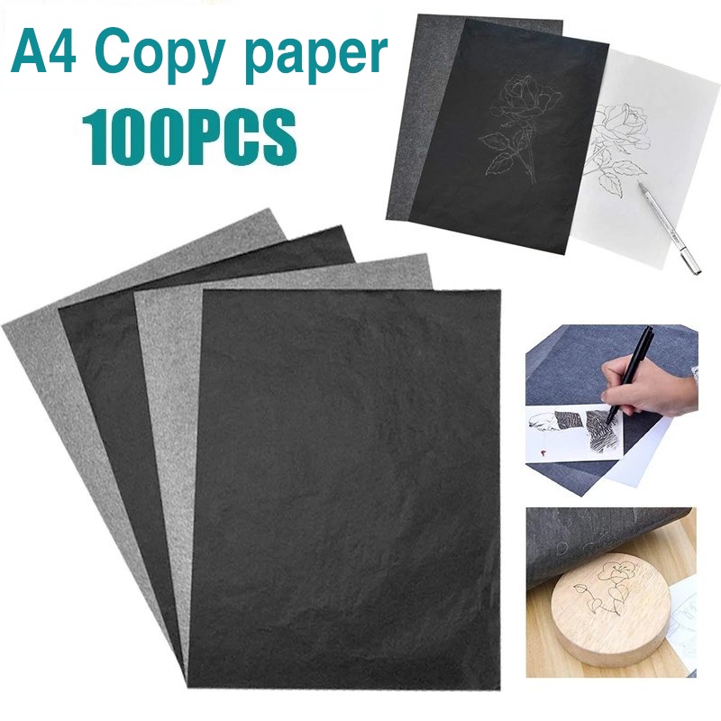 100 Sheets Carbon Transfer Paper Clear Copier Stencil A4 Graphite Tracing Painting Copy Papers