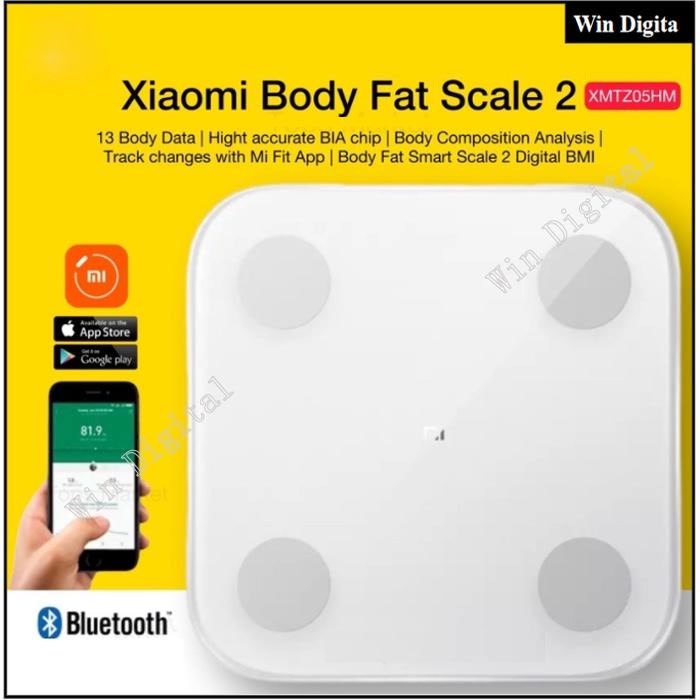 Original Xiaomi Mijia Scale 2 Bluetooth 5.0 Smart Weighing Scale Digital  Led Display Works with Mi fit App for Household Fitness