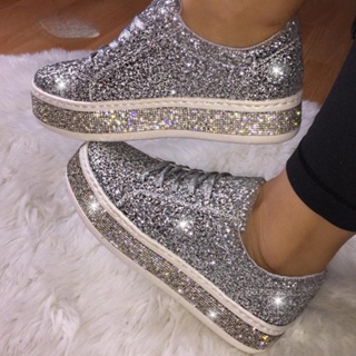 Summer Shoes Women 2021 Brand Design Bling Sequined Women's Casual