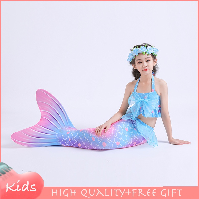 Ariel Little Mermaid Tail Swimsuit Summer Bikini Set Girls Cosplay