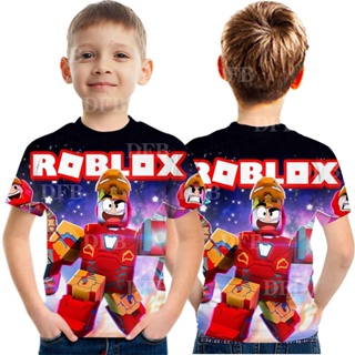 3-12Y] Roblox Spring Summer Boy/Girl 3D Printing Top Round Neck