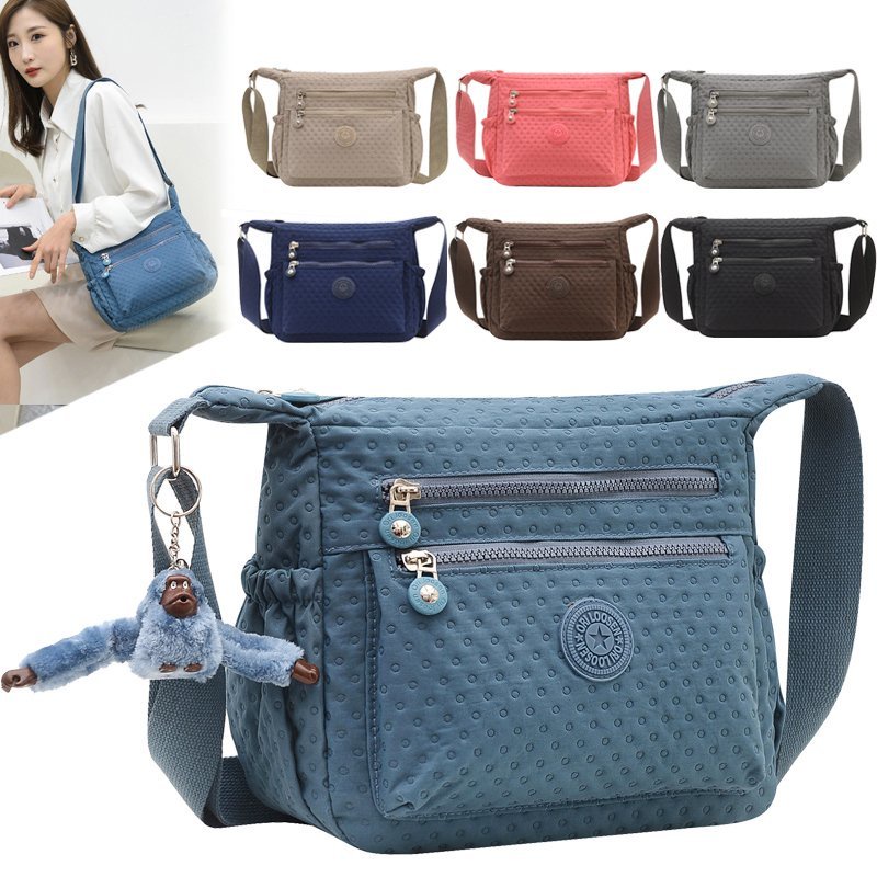 Fashion Embossed Women's Shoulder Bag Large Capacity Western Style Versatile Cross-Body Casual Travel Lightweight Nylon Cloth Commuter Waterproof