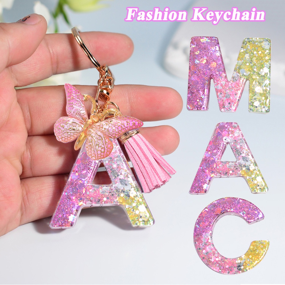 Glitter initial keychain sale