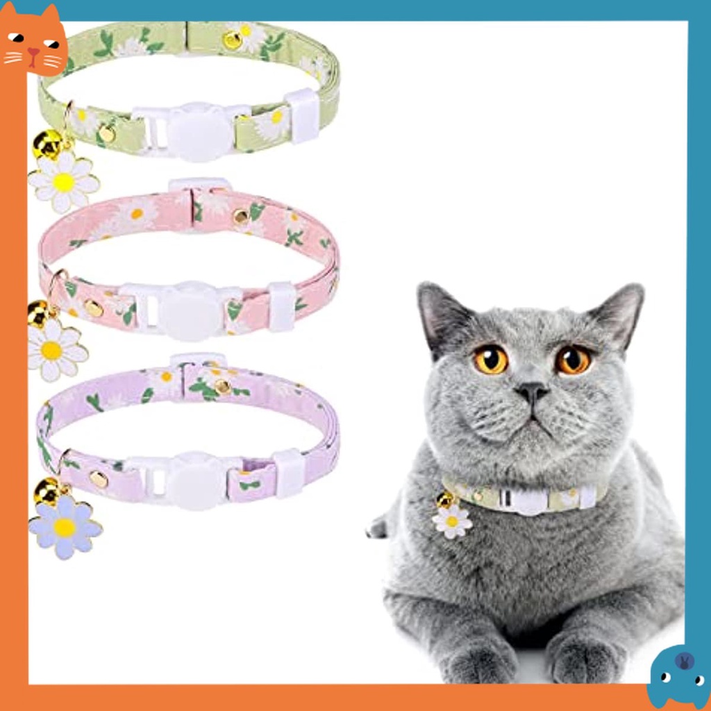 3 Pack Breakaway Cat Collars with Bell Daisy Pendant Spring Cat Collar for Girl Boy Cats with Safety Buckle Cute Kitten Collar Adjustable 20 30cm for Kitty Puppy Small Pets Shopee Singapore