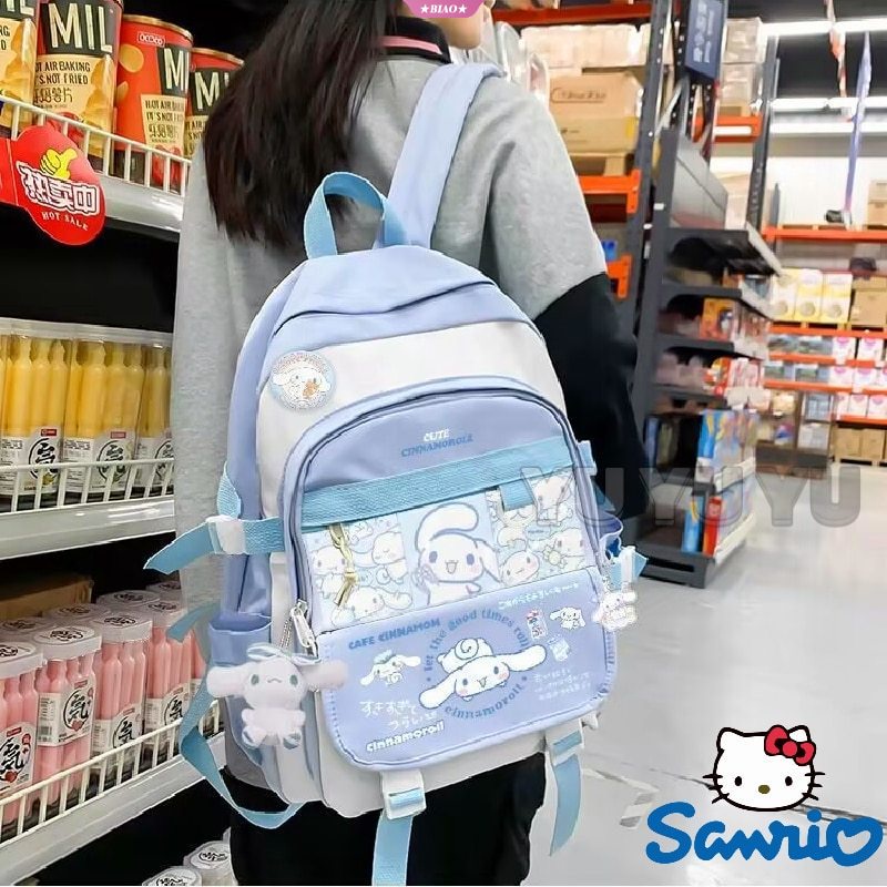 Anime Sanrio Plush Toy Cinnamoroll Backpack Children Girl Boy Black Blue Schoolbag Kawaii Student School Bag Computer Large Gift