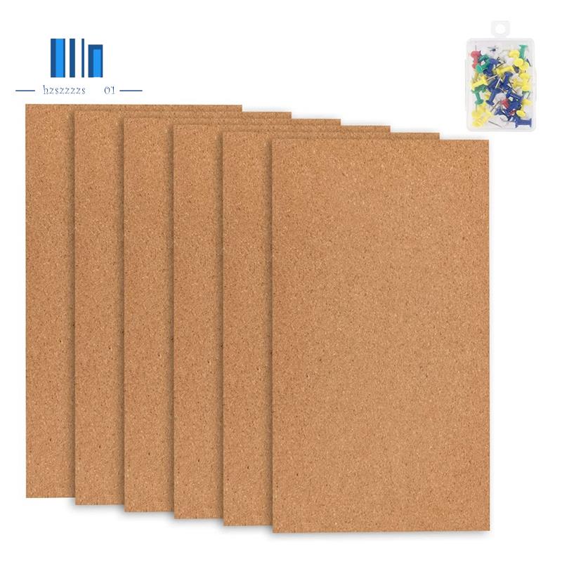 6 Pack Cork Bulletin Board,1/2Inch Thick Cork Boards Frameless Cork