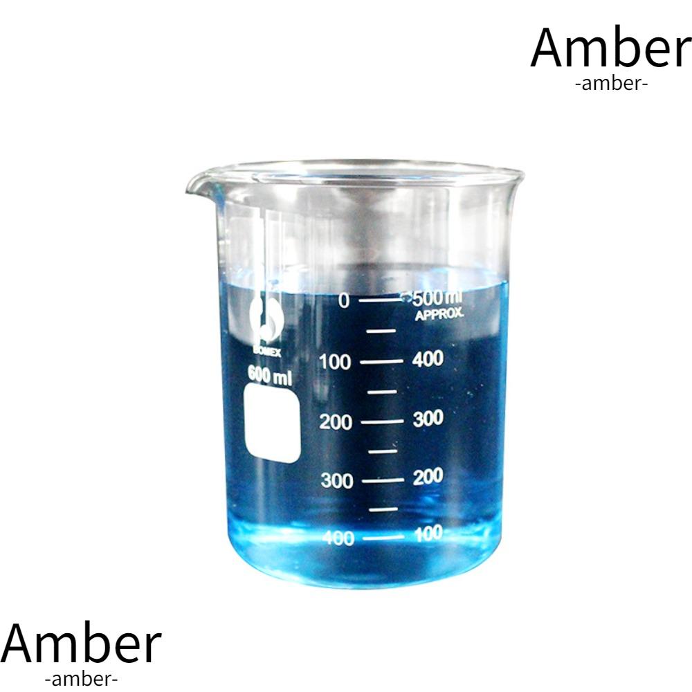 AMBER Lab Beaker, Low Form Glass Graduated Beaker, Transparent