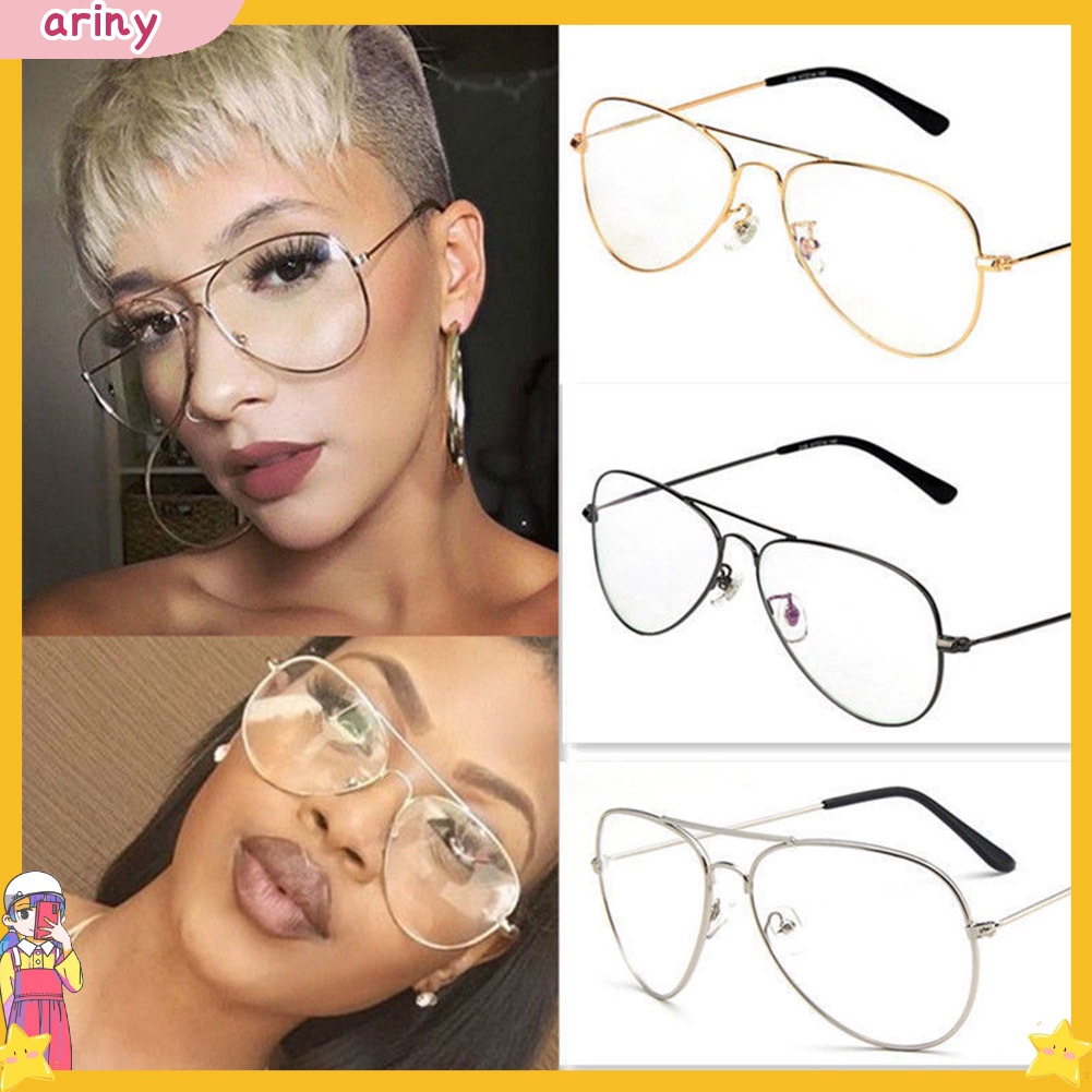 ARINY Unisex Retro Big Round Metal Frame Clear Lens Glasses Eyeglasses Spectacles Shopee Singapore