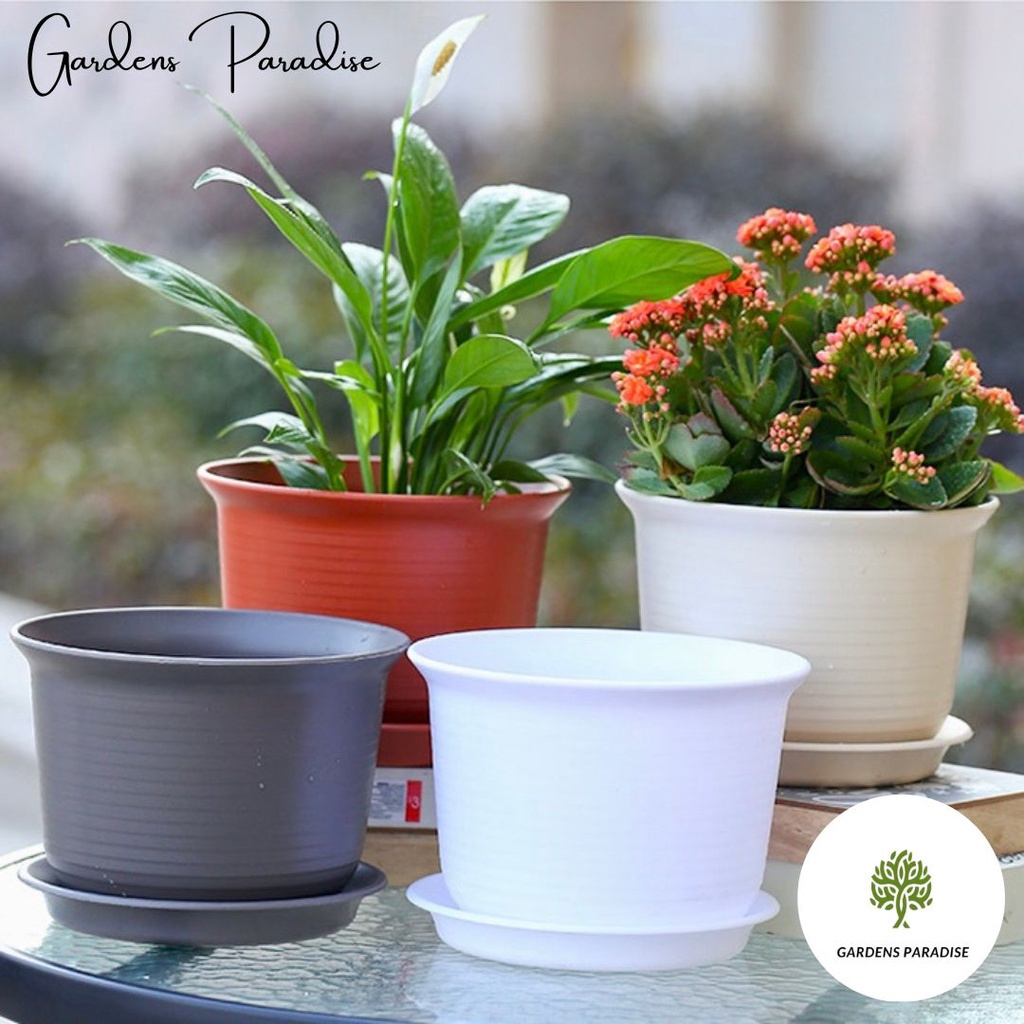 Round Short Pot & Saucer By Gardens Paradise P29 | Shopee Singapore