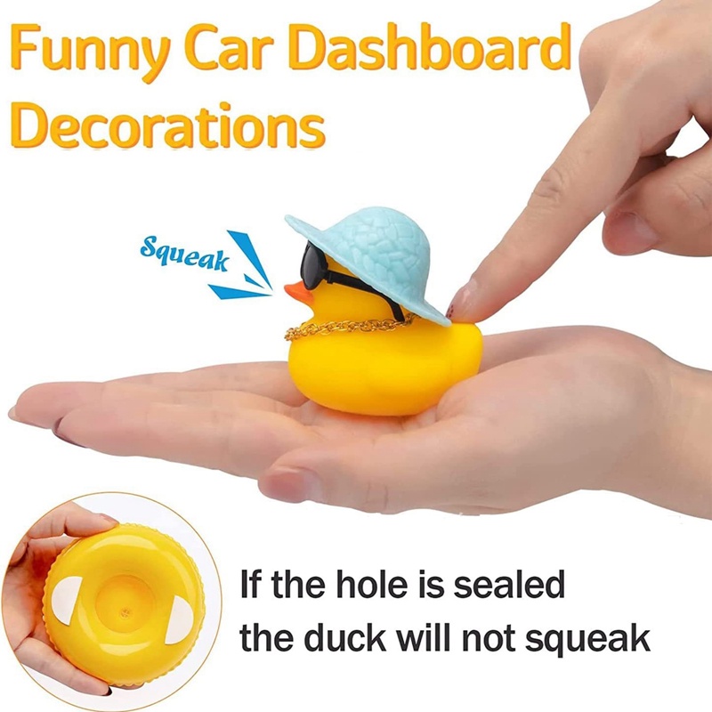 UNIN 1Set Cute Rubber Duck Toys Kids Toys Rubber Duck Car Dashboard Decorations with Cute Headband Swim Ring Necklace Sunglasses Shopee Singapore
