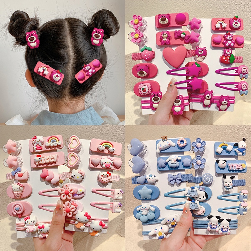 12 Pcs Set Cute Strawberry Bear Children s Hair Clip Cartoon Rabbit 