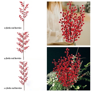 12Pcs Red Berry Stems Foam Red Berries Red Berries Stems Christmas Tree  Decor 