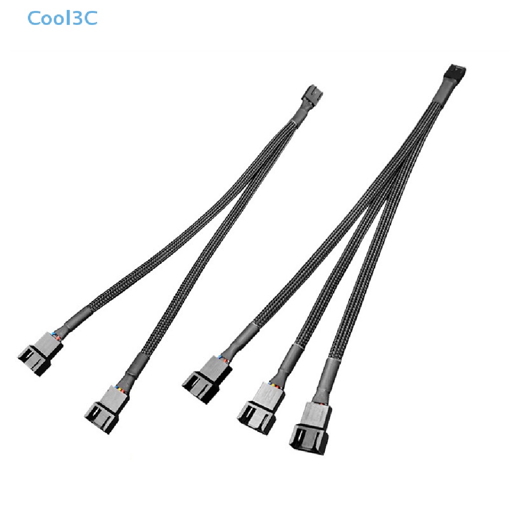 Cool3C PWM PC Fan Splitter 1 To 2 3 4pin 3pin Sleeved Adapter Cable