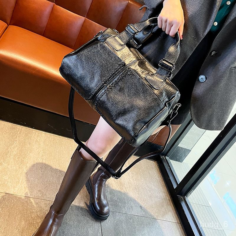 QM? 欧洲站时尚羊皮女包手提包大包气质高级爆款2021新款单肩包斜挎包 N4NZ