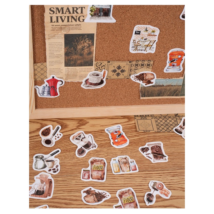 46 Pcs vintage Coffee Theme Paper Stickers For Art Journaling Collage ...