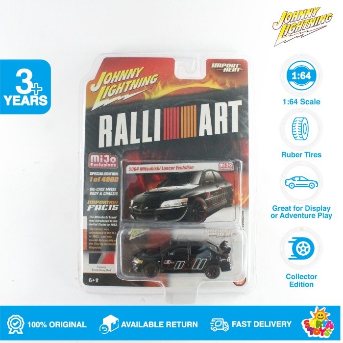 Johnny Lightning Rally Art 2004 Mitsubishi Lancer Evolution Black ...